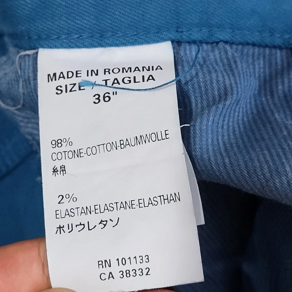Ermenegildo Zegna Pants Mens 36x30 Teal Blue Cotton Stretch Straight Leg Chinos